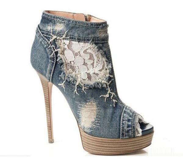 Sandalia Peep Toe Jeans Importada Frete Gratis! Linda